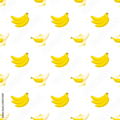 Illustration Seamless pattern Flat Banana isolated on white background , fruit patterns texture fabric , wallpaper minimal style , Raw materials fresh fruits , vector