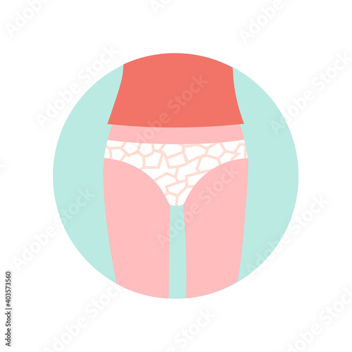 Vaginal dryness woman icon. Flat vector illustration.