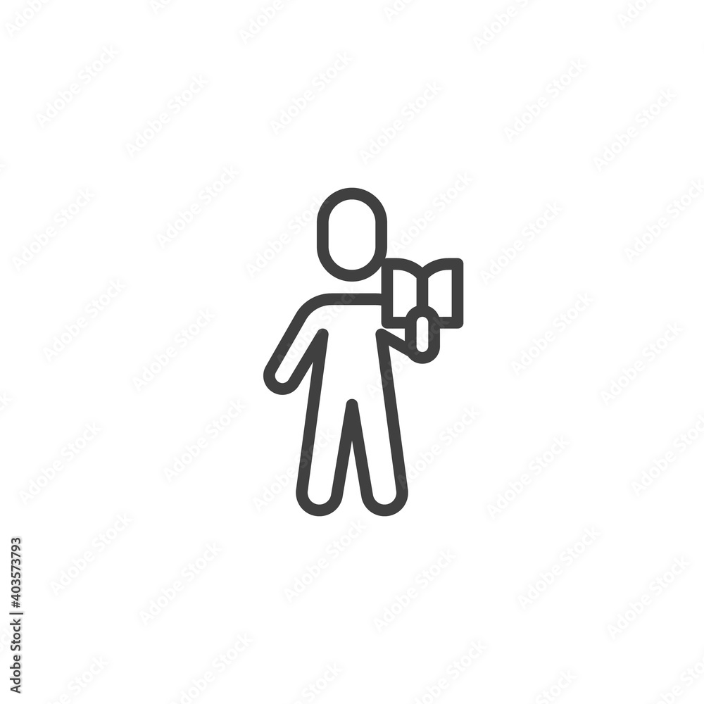 Man with book line icon. linear style sign for mobile concept and web design. Man reading book outline vector icon. Symbol, logo illustration. Vector graphics Man with book line icon. linear style sign for mobile concept and web design. Man reading book outline vector icon. Symbol, logo illustration. Vector graphics