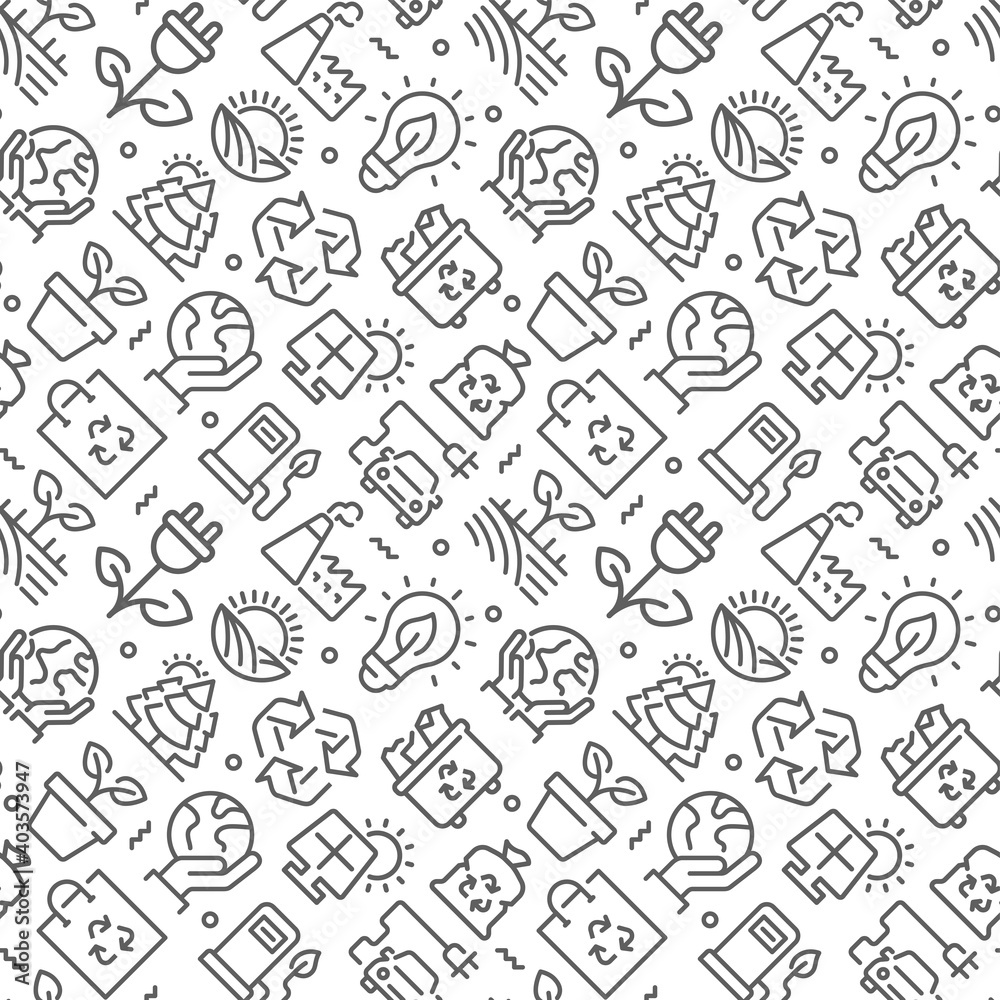 Seamless pattern with ecology related elements. Seamless pattern with ecology related elements.