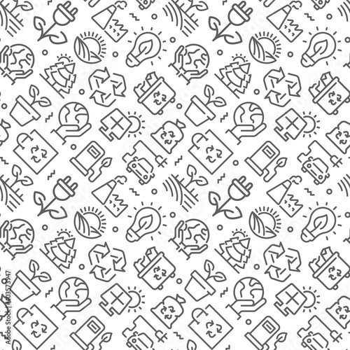 Seamless pattern with ecology related elements.
