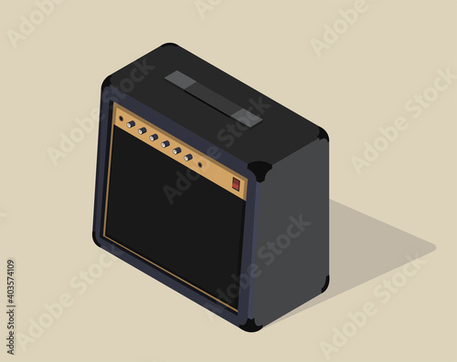Vector isometric amplifier. Guitar combo amp isolated.