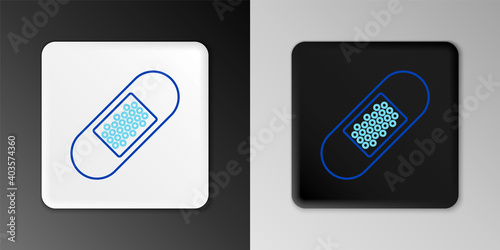 Line Bandage plaster icon isolated on grey background. Medical plaster, adhesive bandage, flexible fabric bandage. Colorful outline concept. Vector.