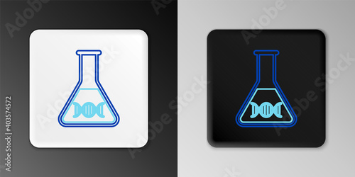 Line DNA research, search icon isolated on grey background. Genetic engineering, genetics testing, cloning, paternity testing. Colorful outline concept. Vector.