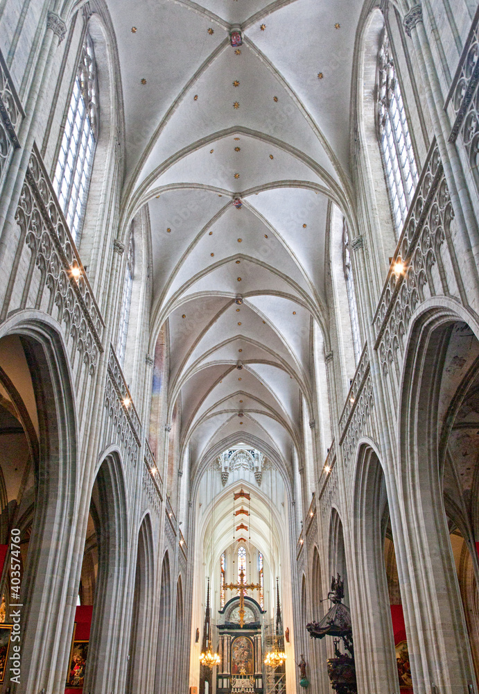 Interior of cathedral of our Lady in Antwerp