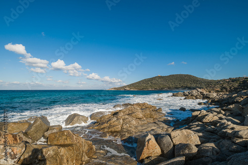 Rocky Mediterranean coastline near Bodri in Corsica