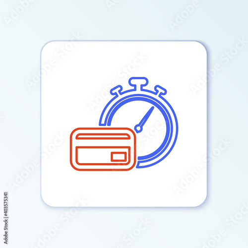 Line Fast payments icon isolated on white background. Fast money transfer payment. Financial services, fast loan, time is money, cash back concept. Colorful outline concept. Vector.
