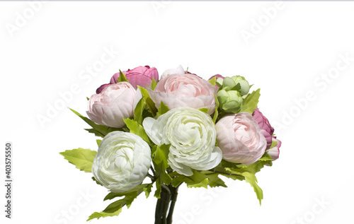 Silk flower style Cabbage Roses Bouquets isolated white background.