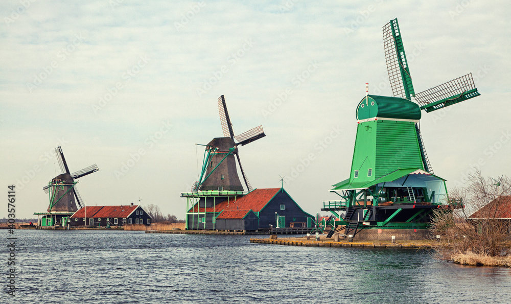 Windmills in Zaanse Schans museum