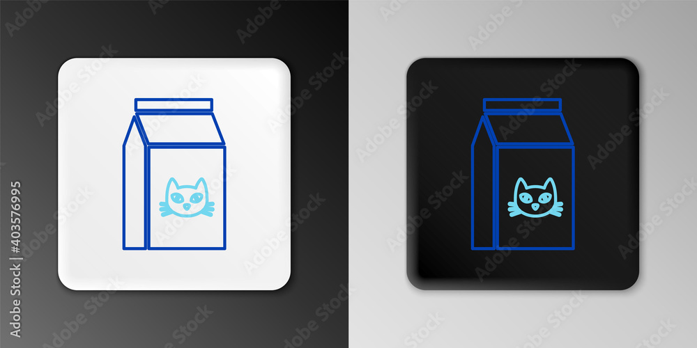 Line Bag of food for cat icon isolated on grey background. Food for animals. Pet food package. Colorful outline concept. Vector.