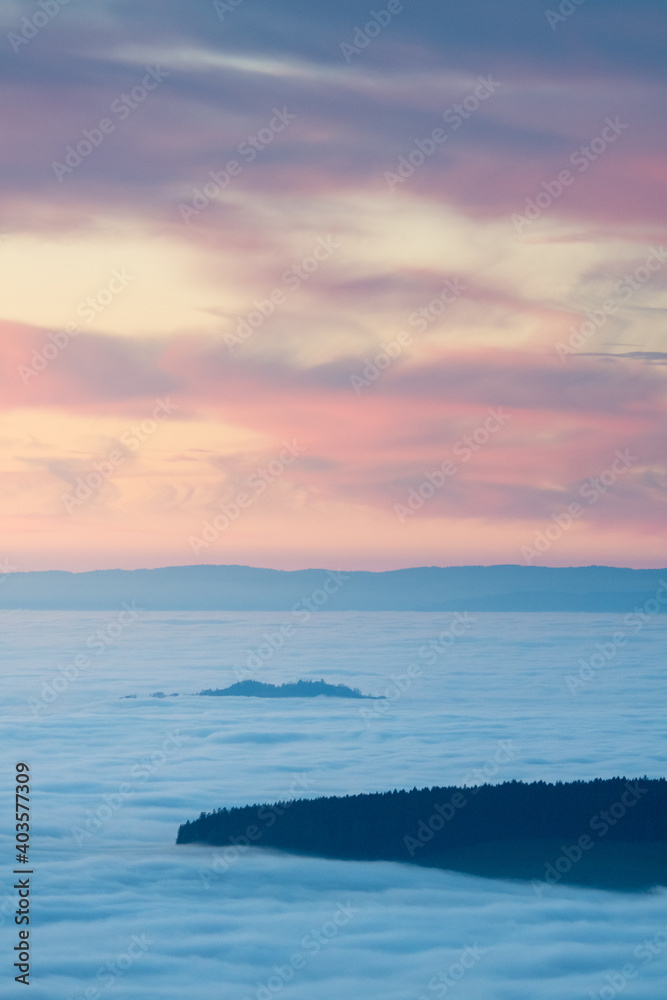 sea of fog in the valleys of Emmental and over the Berner Mittelland