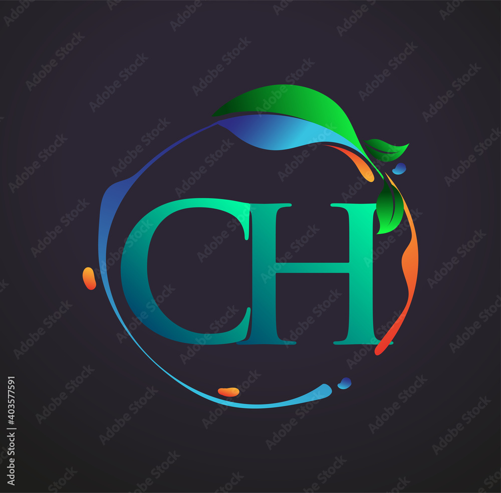Initial Letter CH With nature elements Logo, colorful nature and ...