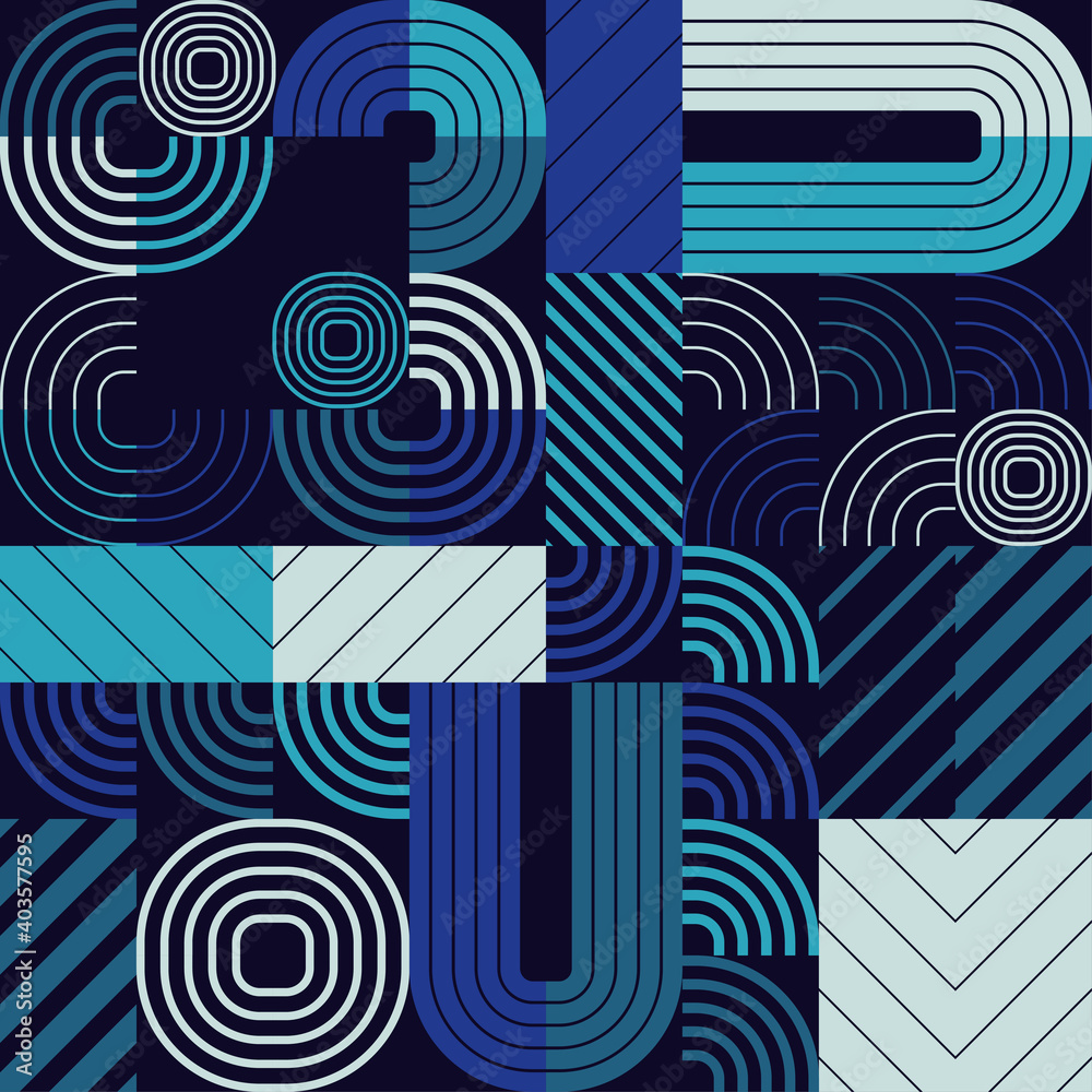 A simple banner with a decorative geometric pattern. Memphis. Square modules. The color composition. Seamless background. Vector illustration for web design or print. A simple banner with a decorative geometric pattern. Memphis. Square modules. The color composition. Seamless background. Vector illustration for web design or print.