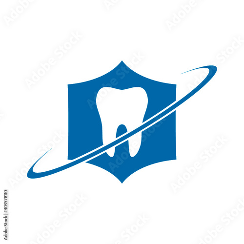 Teeth with shield icon design. Dental care concept isolated on white background
