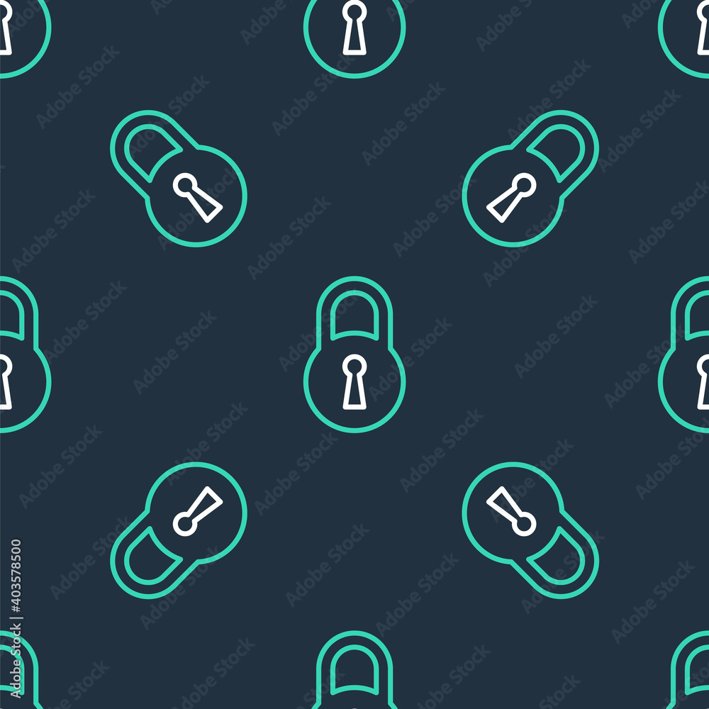 Line Lock icon isolated seamless pattern on black background. Padlock sign. Security, safety, protection, privacy concept. Vector. Line Lock icon isolated seamless pattern on black background. Padlock sign. Security, safety, protection, privacy concept. Vector.