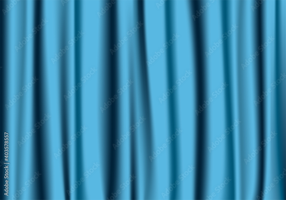 Illustration of light blue curtains. Vector illustration.