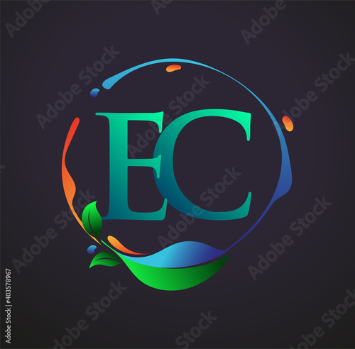 Initial Letter EC With nature elements Logo, colorful nature and environment logo. vector logo for business and company identity. photo