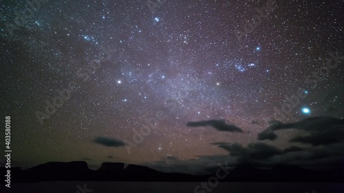 Timelapse of the night sky in the Amazon jungle photo