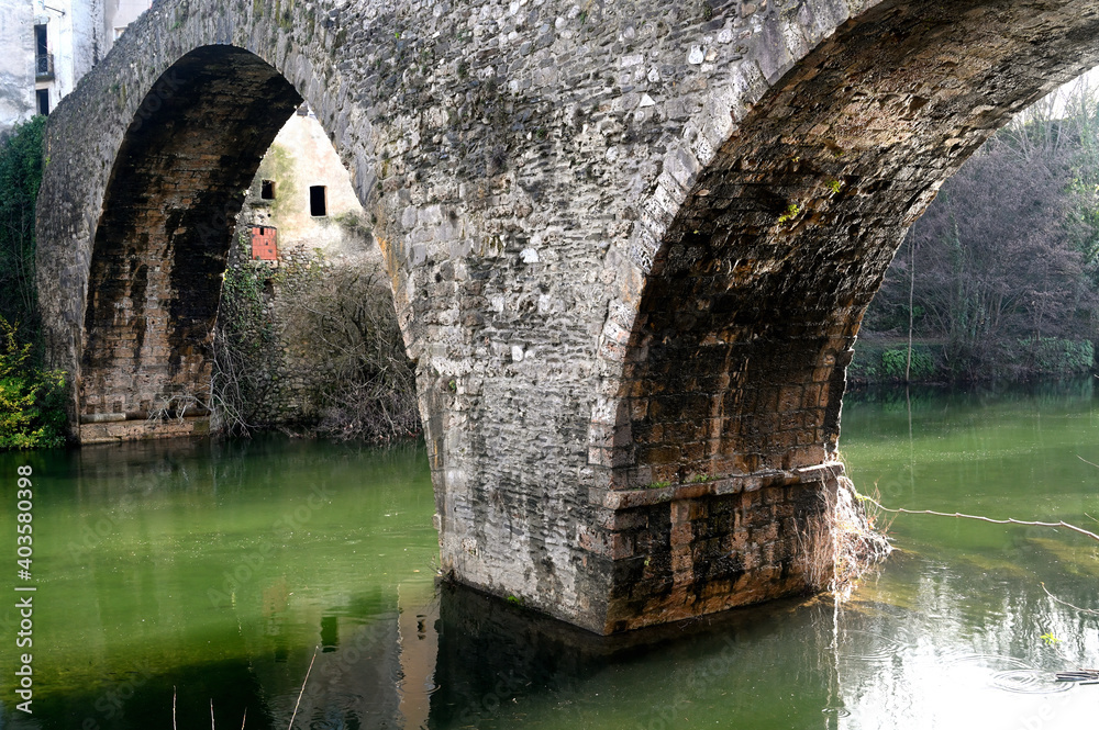 Old stone bridge photographed from the bottom Old stone bridge photographed from the bottom