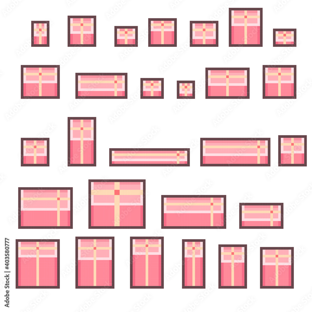 Gift box pixel art. Vector illustration. Gift box pixel art. Vector illustration.