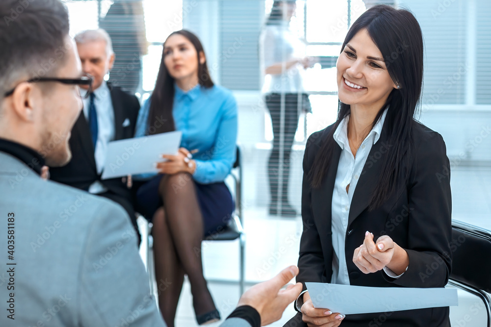 business woman discussing a working document before a business meeting business woman discussing a working document before a business meeting