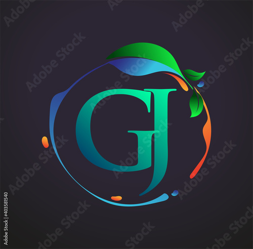 Initial Letter GJ With nature elements Logo, colorful nature and environment logo. vector logo for business and company identity. photo