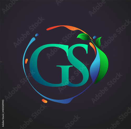 Initial Letter GS With nature elements Logo, colorful nature and environment logo. vector logo for business and company identity.