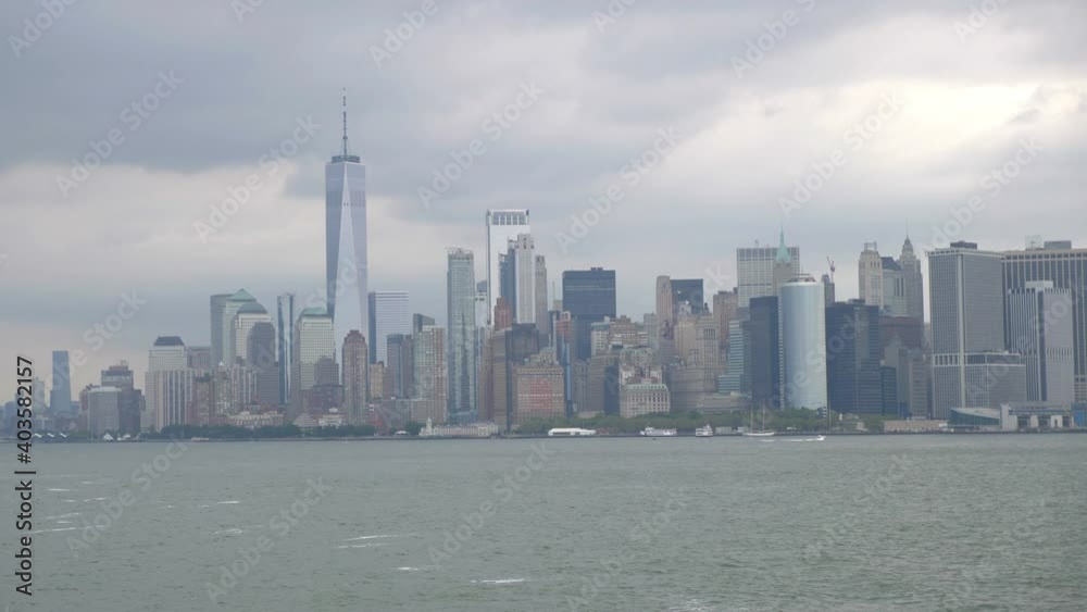 NYC Manhattan panorama from the ship in 4K Slow motion 60fps
