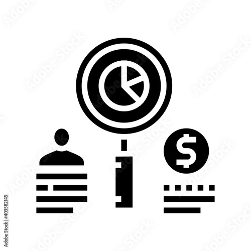 human market researching for investment glyph icon vector. human market researching for investment sign. isolated contour symbol black illustration