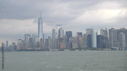 NYC Manhattan panorama from the ship in 4K Slow motion 60fps
