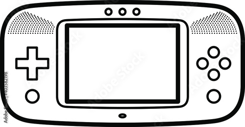 A handheld game device/console. Top down view. Lineart style.
