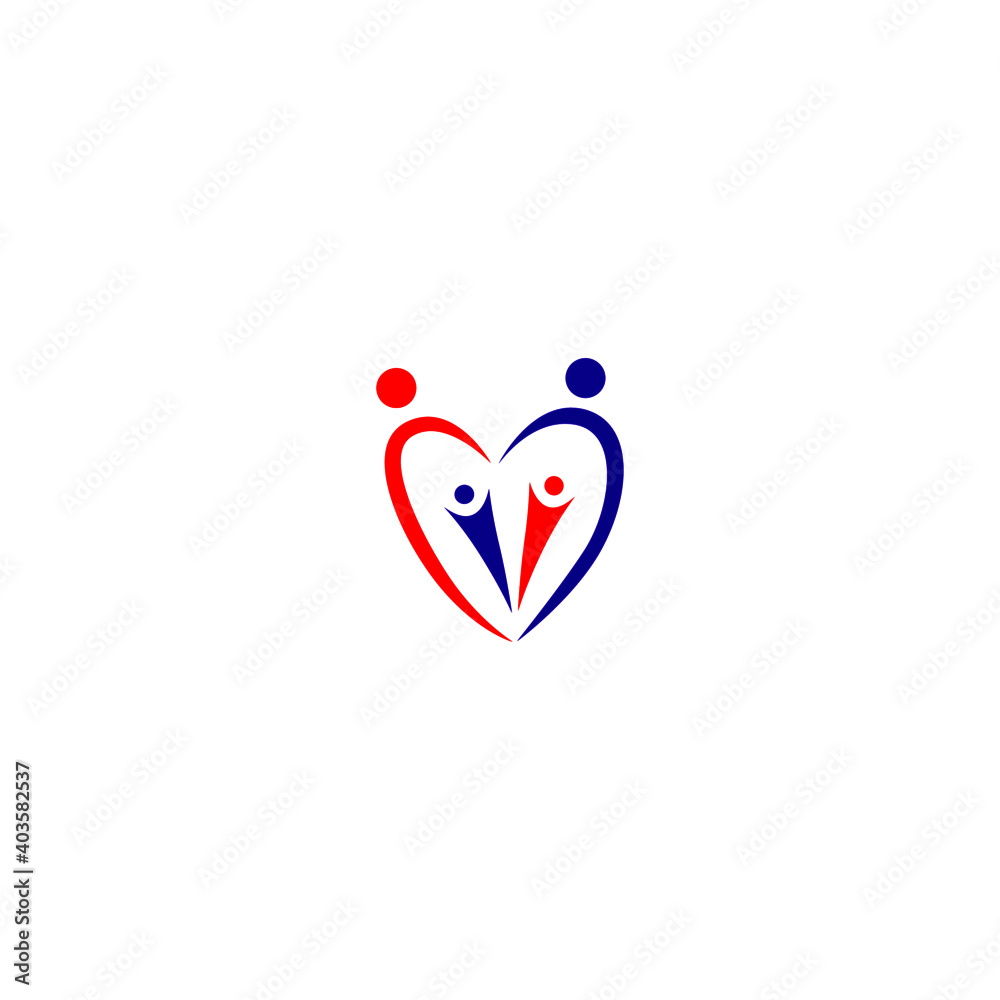 Colorful family logo ( blue and red ), sign, symbol, art isolated on white Colorful family logo ( blue and red ), sign, symbol, art isolated on white