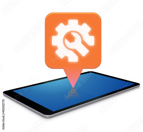 Tablette tactile avec un mauvais indice de réparabilité orange