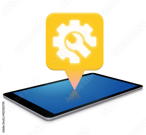 Tablette tactile avec un indice de réparabilité moyen jaune