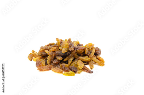 Mix raisins,Heap of yellow raisins on white