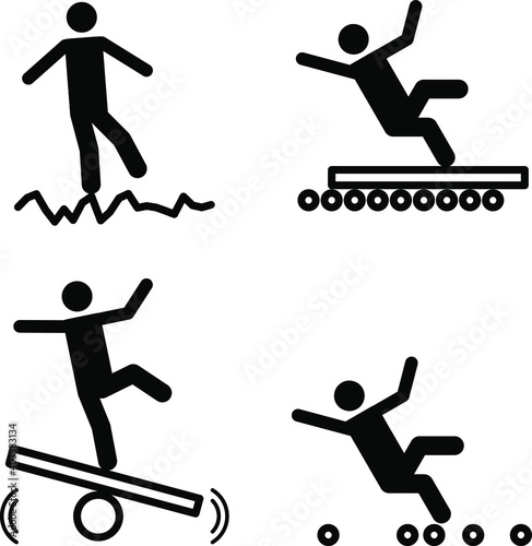 People icons: a variety of risky spaces and surfaces.