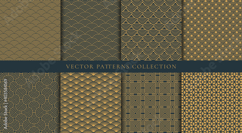 Japanese patterns vector. Creative geometric shape and ornamental vector patterns and swatches. Design for fabric , wallpaper, banners, prints and wall arts.