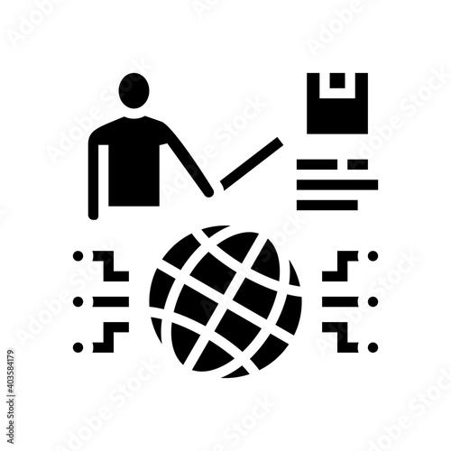 world market research presentation glyph icon vector. world market research presentation sign. isolated contour symbol black illustration