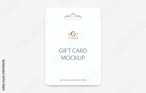 Mockup realistic gift card white and dark blue colors with shadow for your design, isolated on light background. Realistic mockup gift card. Vector illustration EPS10