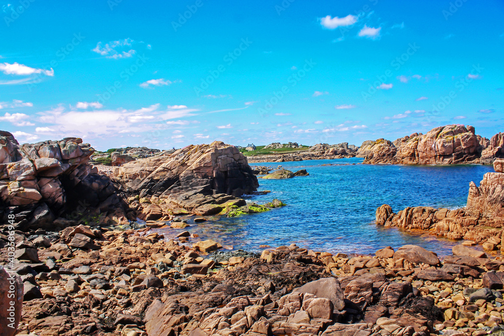 Ile de Bréhat. Panoramique sur la cote sauvage. Côtes-d'Armor. Bretagne	