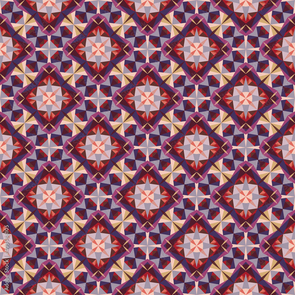 Geometric seamless pattern, ornament, abstract colorful background, vector texture.
