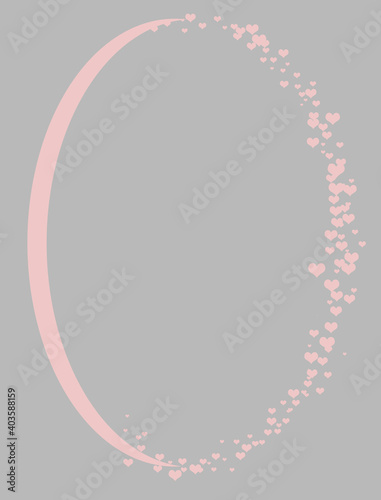 Oval frame of hearts on a white background with space for text. The heart is a symbol of February 14. Happy Valentine's Day Greetings