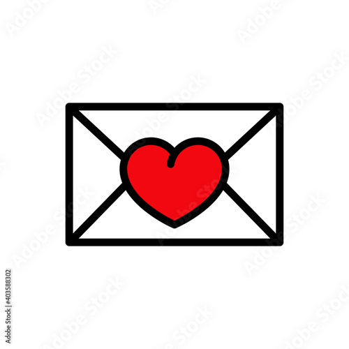 Felicitación por San Valentín. Logotipo sobre con corazón con lineas con color rojo