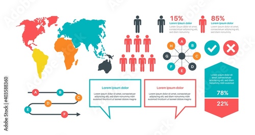 Infographics marketing statistic. Financial diagram, word map, analysis charts structure progress and process statistics, timeline and flowchart modern presentation vector isolated set