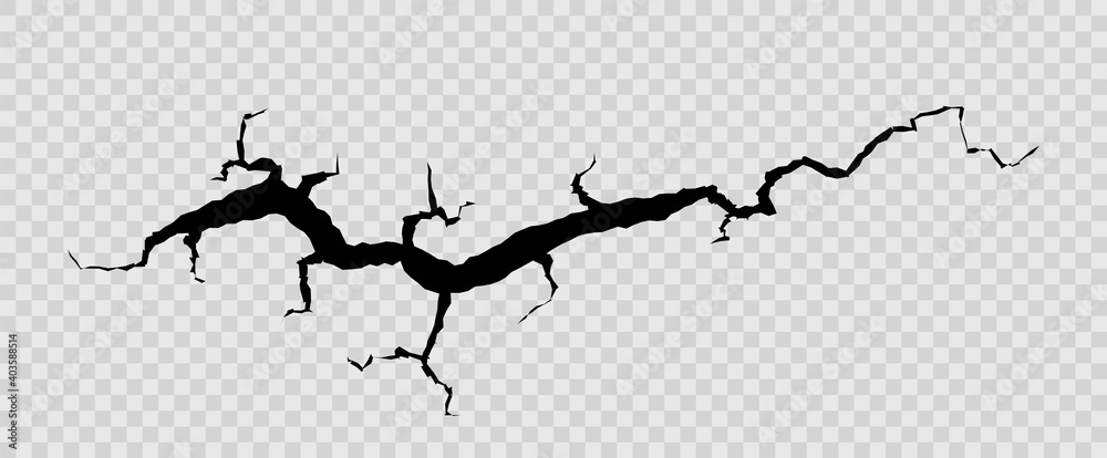 Wall crack. Ground earthquake, cleft or cracked glass, hole in floor with cracking and destruction cracks, damage break surface texture effect vector isolated illustration Wall crack. Ground earthquake, cleft or cracked glass, hole in floor with cracking and destruction cracks, damage break surface texture effect vector isolated illustration