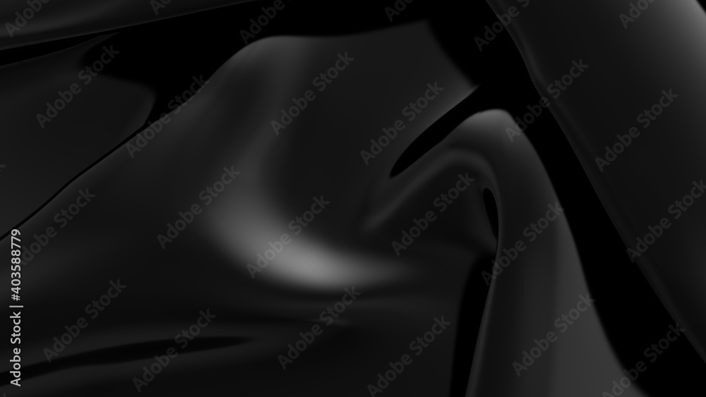 Obraz premium Abstract black latex background. Smooth black fashion. Dark luxury texture. Black silk, satin.