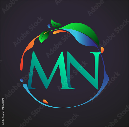 Initial Letter MN With nature elements Logo, colorful nature and environment logo. vector logo for business and company identity.