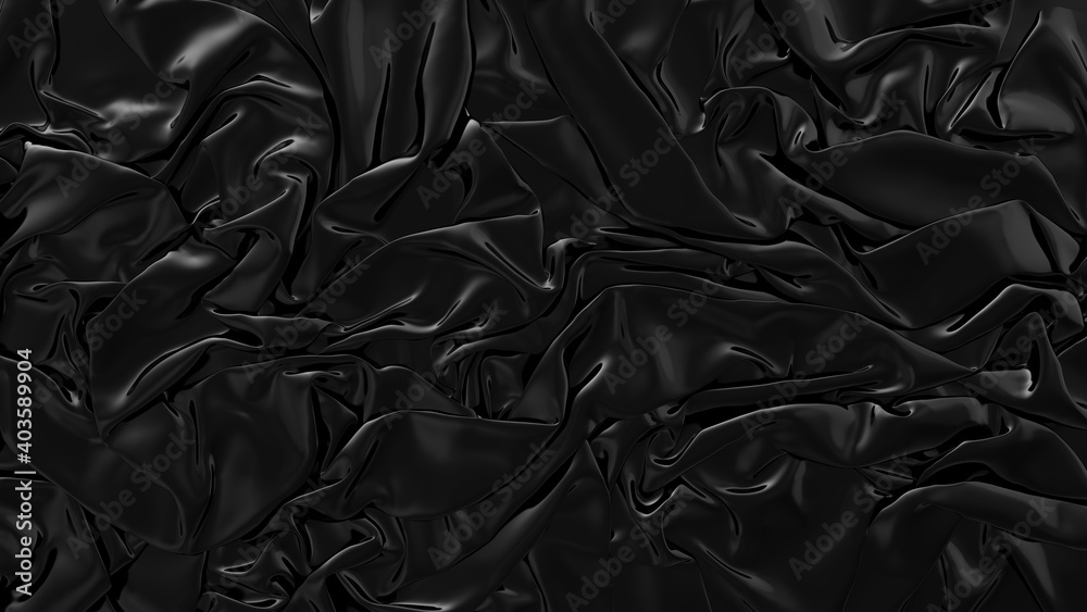 Abstract black latex background.  Smooth black fashion. Dark luxury texture. Black silk, satin.