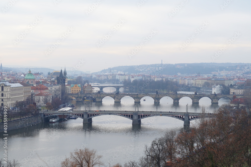 View on Prague from Prague metronom hill, December 2017