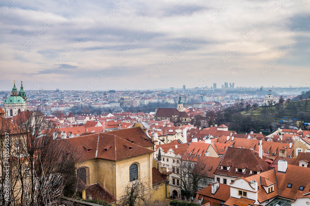 View on Prague from Hradcany Hill, photographed in December 2017